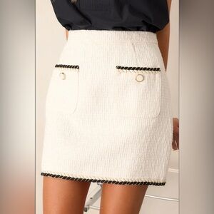 Aqua Ivory Tweed Mini Skirt , size M